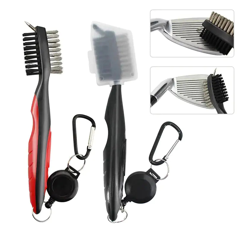 Golf Cleaning Brush For Club With Carabiner Groove Sharpene