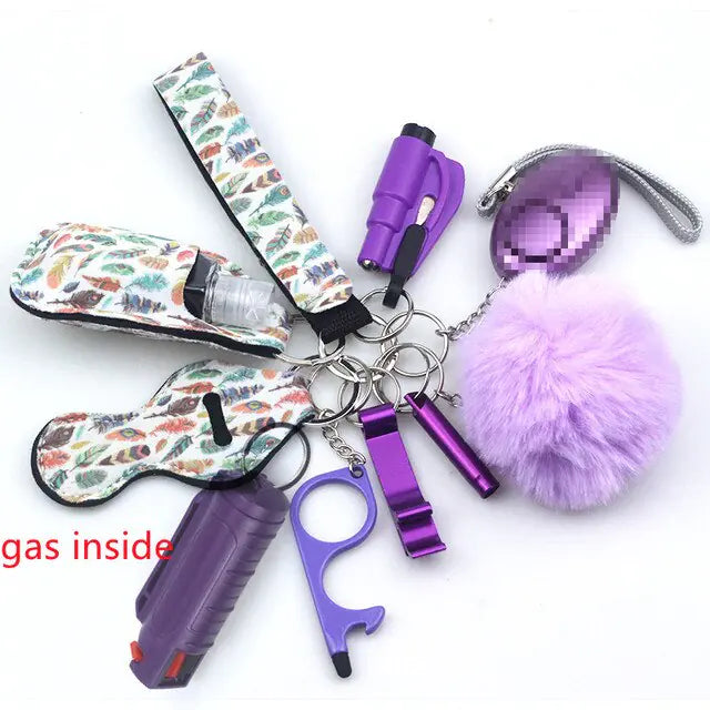 11pcs Self-Defence Keychain Set Multi-Function Keyring